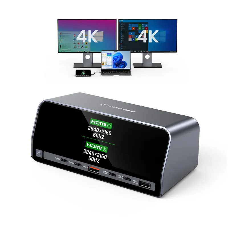 TobenONE Docking Station, 13-in-1 Laptop Docking Station Dual 4K Monitor with HDMI, 100W PD Ports