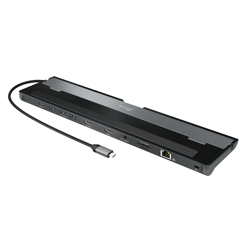 Dual HDMI Display, 5Gbps USB-A x3, SD Card Reader, PD 100W, RJ45 Ethernet, Combo Audio Jack, for MacBook and Windows Laptop