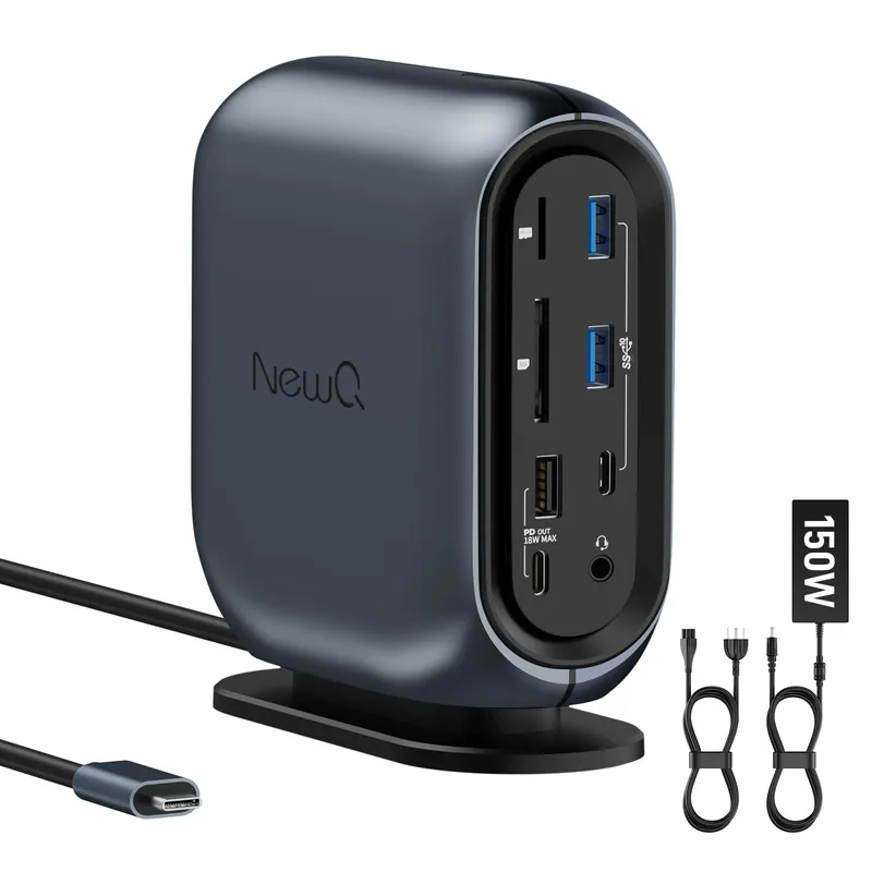 16-in-1 Universal Docking Station for All Laptops with 150W Power Adapter, Triple Monitor for Mac, Windows