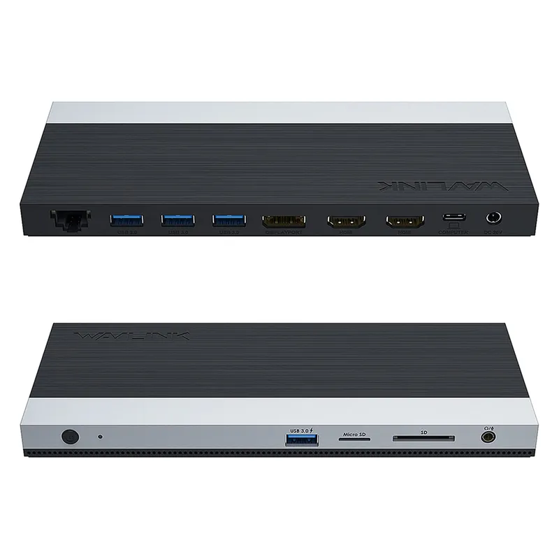 USB C Docking Station with 130W Power Adapter, Triple Display USB Type C to Dual HDMI Dock, 2 HDMI, DisplayPort