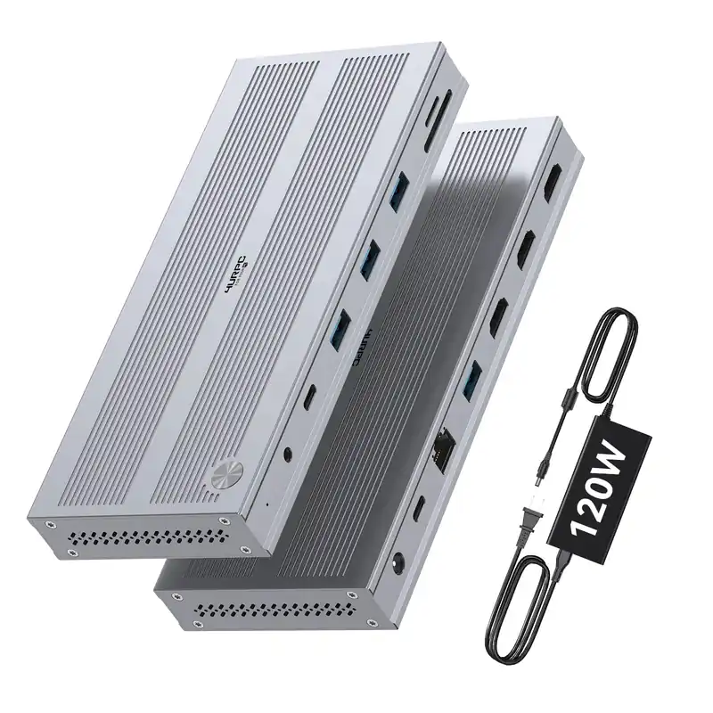 4URPC USB C 𝗗𝗼𝗰𝗸𝗶𝗻𝗴 𝗦𝘁𝗮𝘁𝗶𝗼𝗻 𝗧𝗿𝗶𝗽𝗹𝗲 𝗗𝗶𝘀𝗽𝗹𝗮𝘆 with 120W Power Adapter, 3XHDMI, Laptop Docking Station 3 Monitor for Windows, MacBook/Mac mini M4(5 USB, Ethernet, SD/microSD)