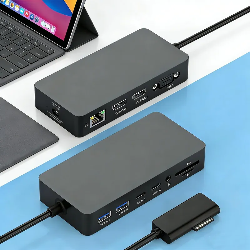 Docking Station Triple Displays Dual HDMI + VGA with Power Adapter,12 in 1 Surface Dock 2 for MS Surface Pro