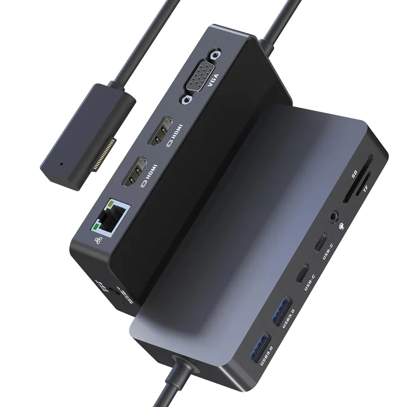 Surface Docking Station, Triple Display Dual 4K HDMI & VGA, 12-in-1 Surface Pro Dock for Microsoft Surface Pro
