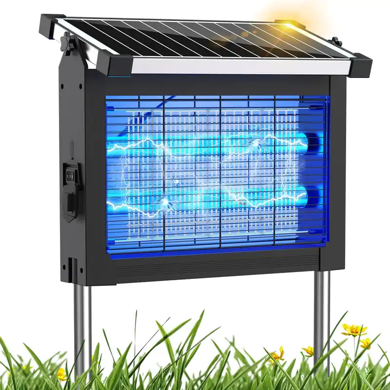 Solar Bug Zapper Outdoor, Mosquito Zapper 4500V Cordless Waterproof, Auto On/Off, Portable Type-C & Solar Powered Bug Zapper, Electric Mosquito Trap Fly Zapper Killer for Patio Garage Yard Camping