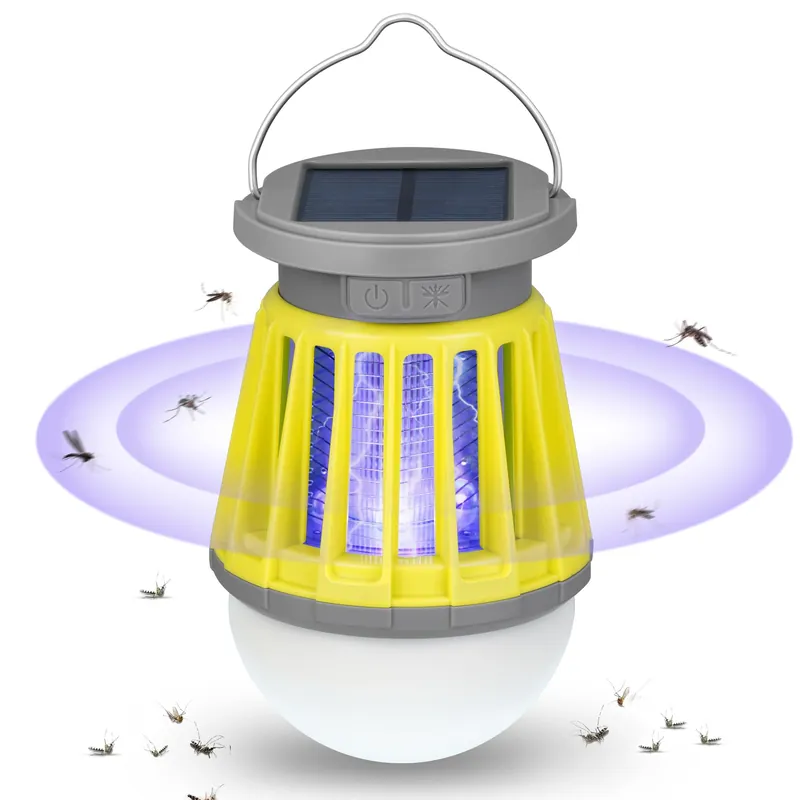 Solar Bug Zapper Outdoor Waterproof, Portable Mosquito Zapper, 2-in-1 Cordless & Rechargeable Bug Zapper with LED Light for Home, Camping, Patio, Yard, Pool (Green)