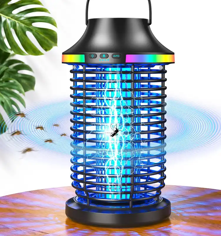 Bug Zapper Outdoor Cordless, 2026 Upgraded 4200V Electric Mosquito Zapper 5 in 1 Rechargeable Bug Zapper Outdoor Waterproof with 5000mAH Battery, Portable Fly Zapper Insect Zapper for Patio Camp