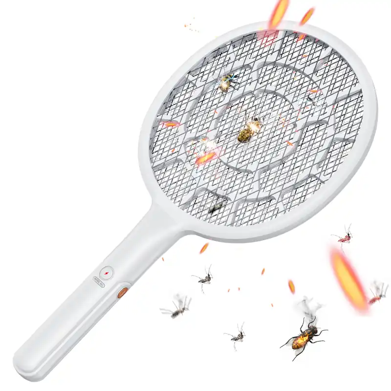 YsChois Electric Fly Swatter, Bug Zapper, Mosquito Zapper Racket Gold Zone Voltage, Densest 3 mm Mesh, Apple-Like Weight - AA Battery Powered (not incl.) - Indoor & Outdoor Use with Pro Swat Tips