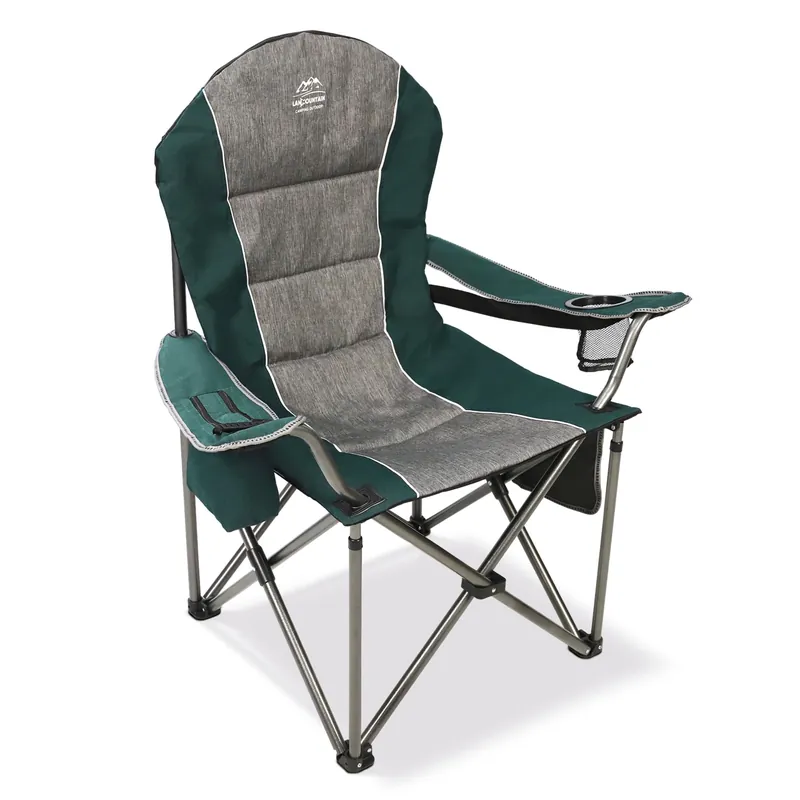 LANMOUNTAIN Camping Chairs for Adults,High Back Folding Camp Chair with Cup Holder and Cooler Bag,Heavy Duty Outdoor Lawn Chairs,Perfect for Camping,Hiking,Picnics,and Beach Trips,Dark Green…