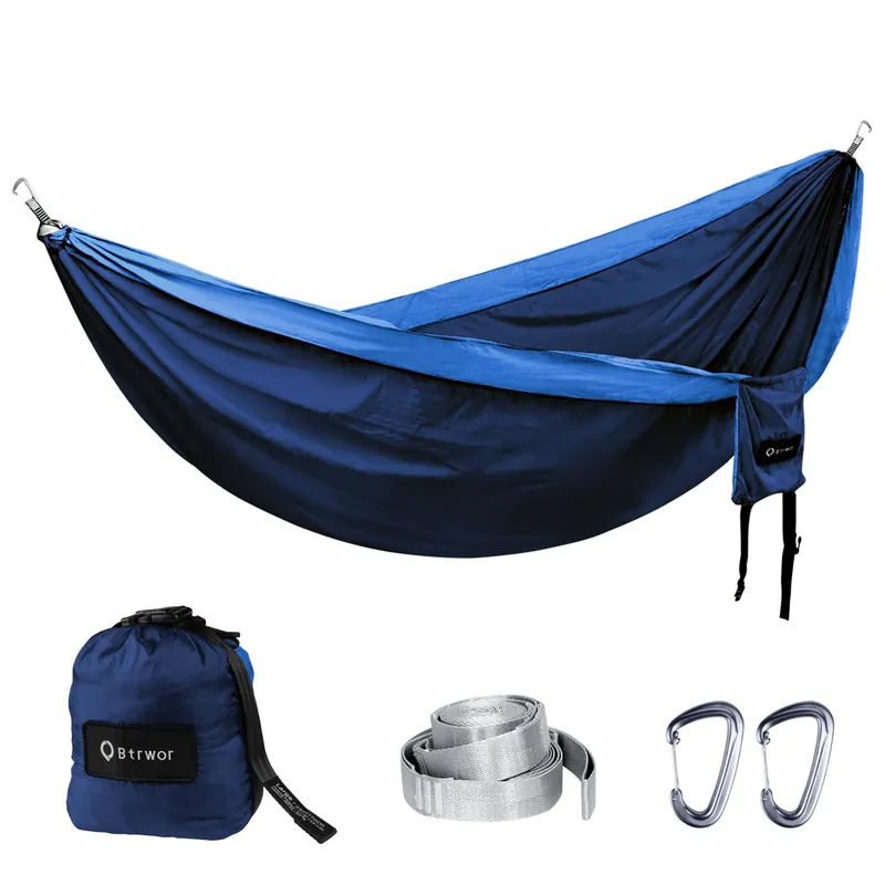 BTRWOR Hammock - Lightweight, Portable, 1 to 2 Person Hammock - for Camping, Hiking, Backpacking, Travel, a Festival, or The Beach