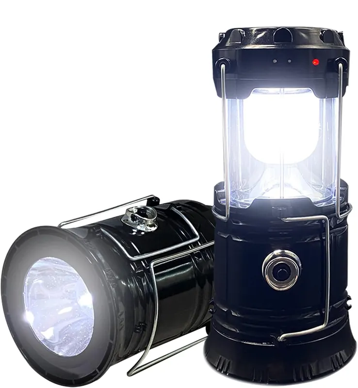 2-Pack Collapsible Camping Lantern XTAUTO Solar USB Rechargeable Portable Lightweight Waterproof LED Flashlight Survival Kits for Indoor Outdoor Home Emergency Light Power Outages Hiking Hurricane