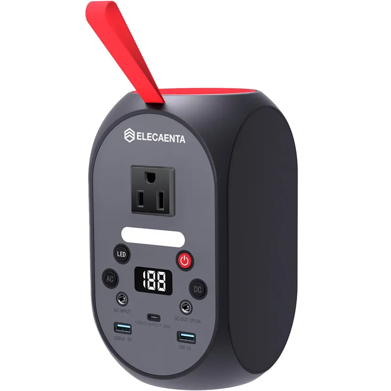 ELECAENTA 99Wh Portable Power Station, 120W (Peak 200W) LiFePO4 Battery Bank Backup, AC DC USB C Outputs for Laptop Tablet Phones Camera Drone, Solar Generator for Home Outdoor Camping RV Emergency