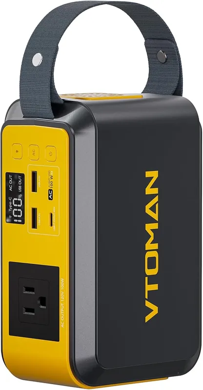 VTOMAN Jump 100 Portable Power Station, Solar Generator LiFePO4 Battery Power Station with 100W (Peak 200W) AC Outlet, 1x PD 65W USB-C, 2X Regulated 5V/2.4A USB-A for Camping