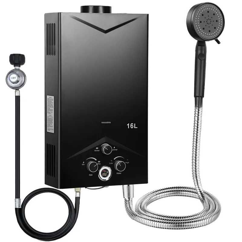 sexaoalx Tankless Water Heater, 4.74GPM 18L Tankless Water Heater Propane, Outdoor Portable Gas Hot Water Heaters with Digital Display, Fast Constant Temperature Water Heaters For Camping Trips 1 Set