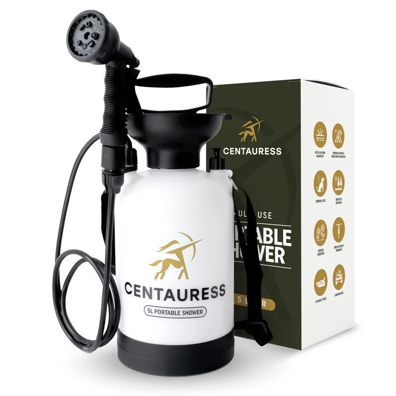 Portable Camping Shower Pump w/ Showerhead Holder and Safety Valve (45 PSI) - Portable Shower for Camping - Surf Rinse Kit - Beach Shower Pump – Camp Shower Kit - Portable Outdoor Shower Camping