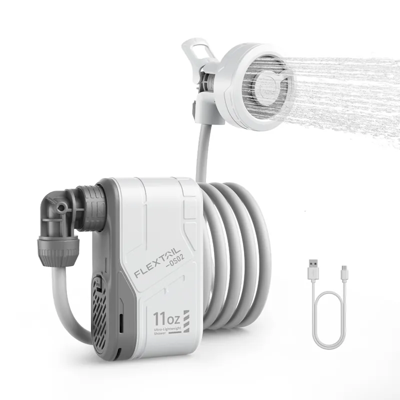 FLEXTAILGEAR MAX Shower Ultralight Rechargeable Outdoor Shower Pump, Portable Camping Showerhead Handheld, Travel Shower with USB-C Water Pump for Hiking, Car wash, Pet Cleaning, Beach Vacations