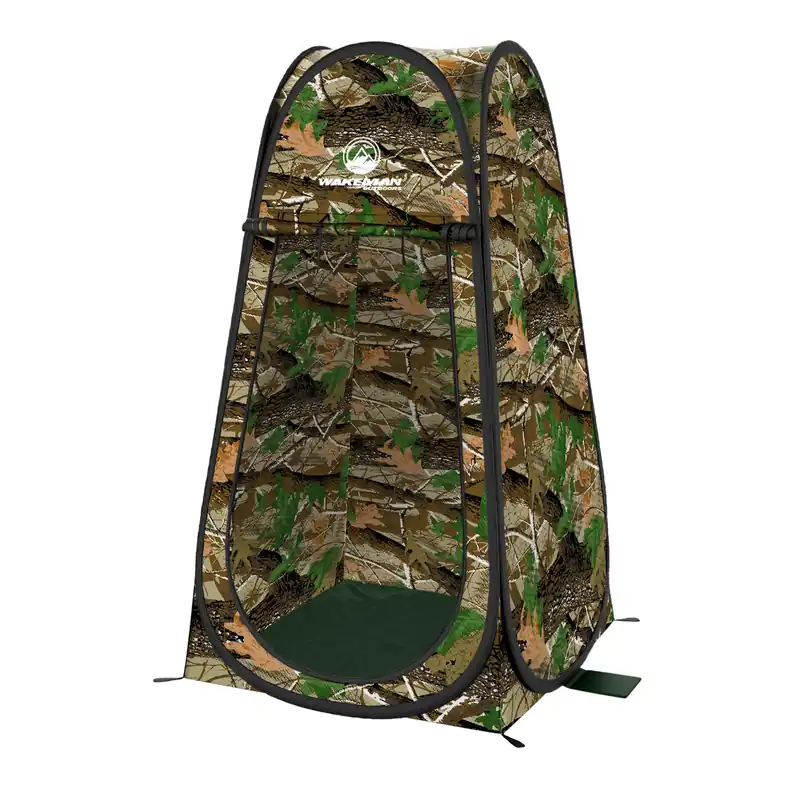 Pop Up Pod - Privacy Shower Tent, Dressing Room, or Portable Toilet Stall with Carry Bag for Camping, Beach, or Tailgate by Wakeman Outdoors (Camo)