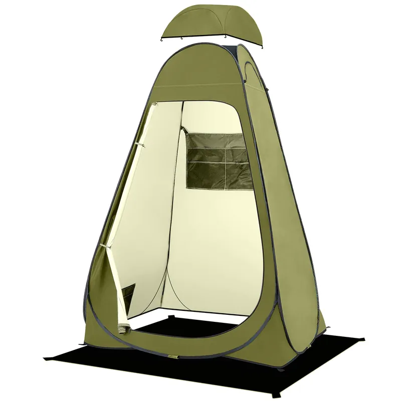 BRIAN & DANY Pop Up Shower Tent, Portable Changing Tent with Rain Shelter & Windows, Privacy Camping Tent for Hiking Beach, UPF 50+ & Waterproof, 47.2" x 47.2" x 74.8", Olive Green