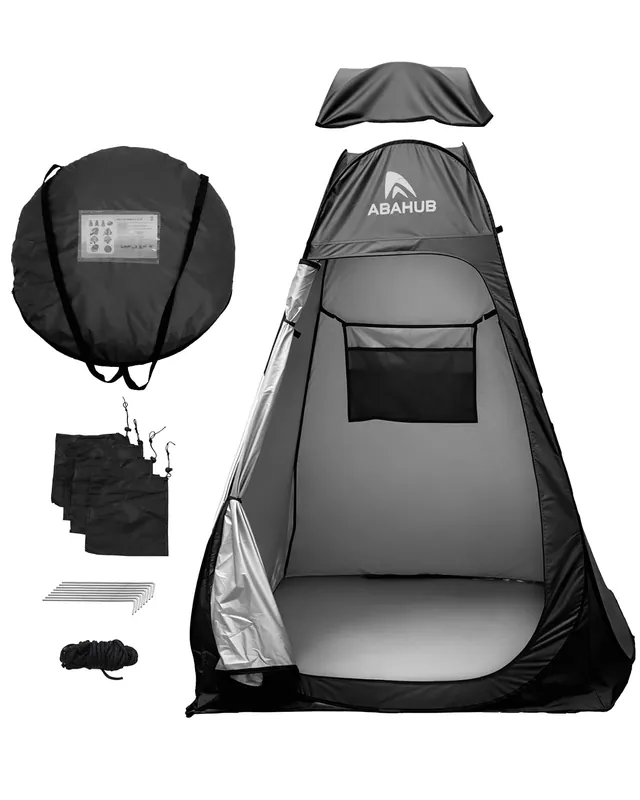 Abahub Pop Up Oversized Shower Tent, 4.9 x 4.9 x 6.2 ft, Portable Instant Privacy Tents for Camping, Outdoor Changing Room with Removable Floor Mat & Rain Shelter