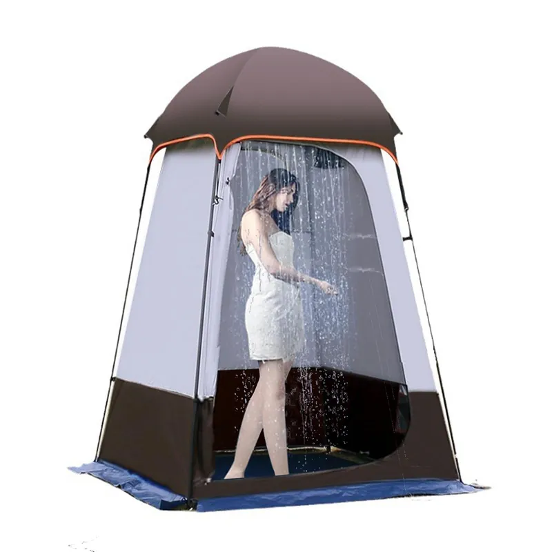 Camping Tent Shower Tent,Outdoor Changing with Built-in Hook,Holds 20 Liters of Water,63*63*95 Inch,210D Oxford Cloth Waterproof - Portable Toilet Shelter with Carrying Bag for Camping,Beach,Brown