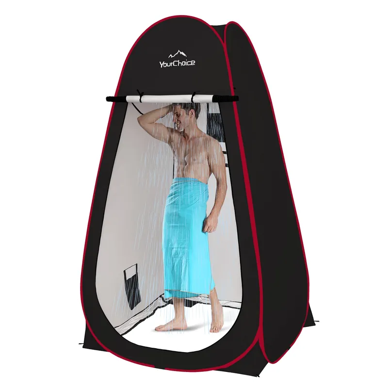 Your Choice 3.9x3.9x6.9FT Pop Up Privacy Tent, Large Portable Camping Changing Room with 2 Storage Pockets & 4 Sandbags, Outdoor Shower & Toilet Shelter for Beach, RV, Camping & Hiking - Black