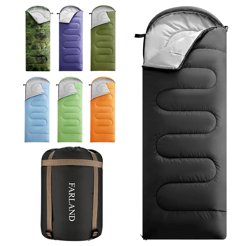 FARLAND Sleeping Bags for Adults, 3 Season Warm & Cool Weather, Lightweight Camping Sleeping Bag for Kids Family Camping Essentials with Compression Sack for Hiking