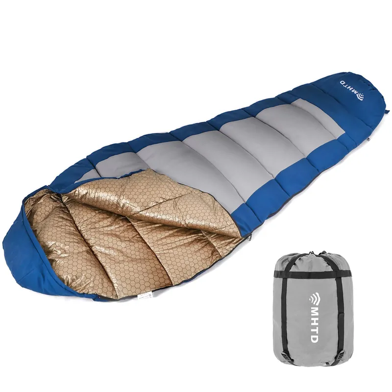 MHTD All Season Sleeping Bag for Adults 0 Degree,Cotton Canvas with YKK Zipper Compact Backpacking Mummy Camping Sleeping Bag