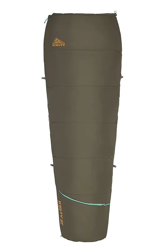 Kelty Rambler 50 Degree Synthetic Sleeping Bag – 3 Season Semi-Rectangular Camping Sleeping Bag, Unzips to Blanket for 2, Anti-Snag Zipper, Designed in Sunny Colorado, 2022 (Peat Green)