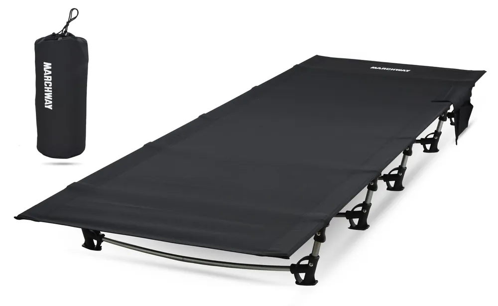 MARCHWAY Ultralight Folding Tent Camping Cot Bed, Portable Compact for Outdoor Travel, Base Camp, Hiking, Mountaineering, Lightweight Backpacking (Black)
