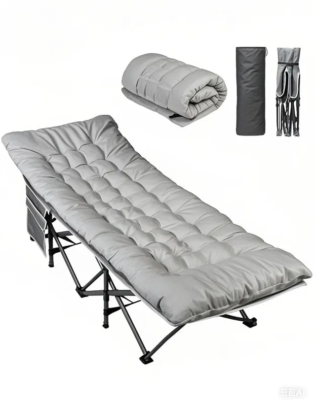 WLIVE 1200D Double Layer Oxford Camping Cots with Mattress for Adults, Foldable Cot for Sleeping, Outdoor Camping Bed with Carry Bag for Resting, Camping, Greige