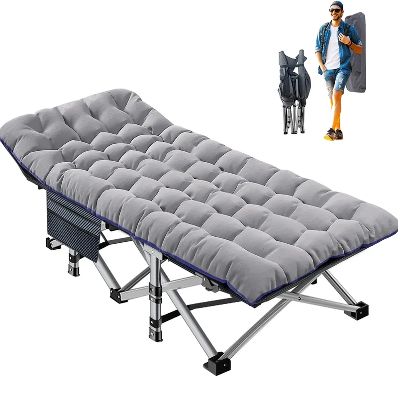 ABORON Camping Cot for Adults, Folding Sleeping Cot with Mattress, 500 lb Capacity Heavy Duty Outdoor Folding Sleeping Bed, Portable Cot Bed for Camping, Indoor Guest Use, Home & Travel