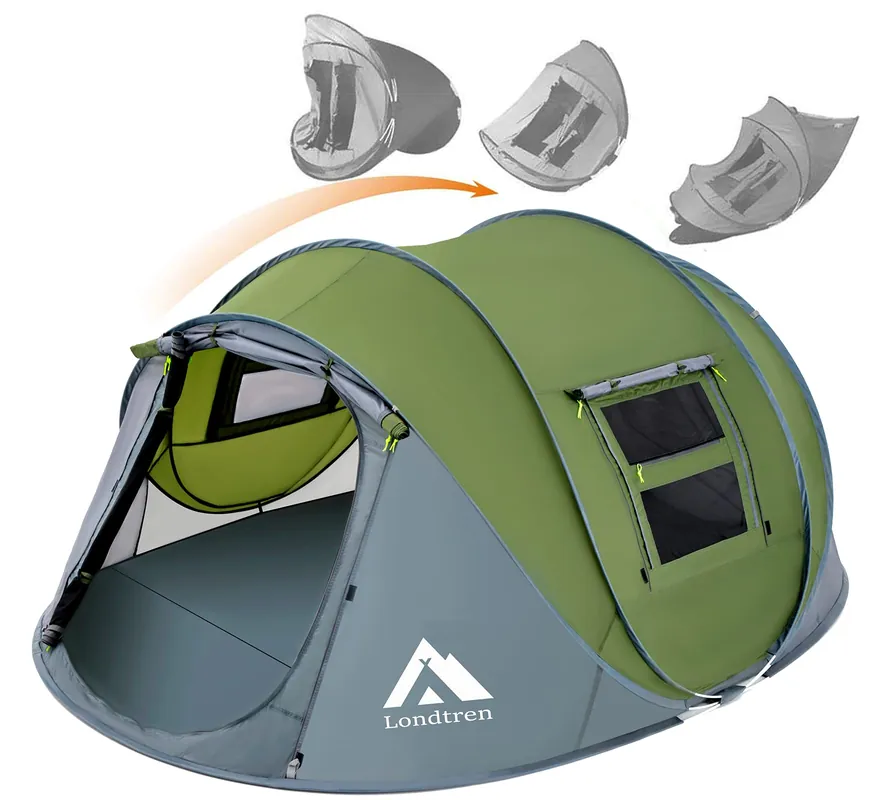 Pop Up Tents for Camping 4 Person Waterproof Military Popup Tent Camping Easy Up Camping Tents Instant Pop Up Tent Big Green