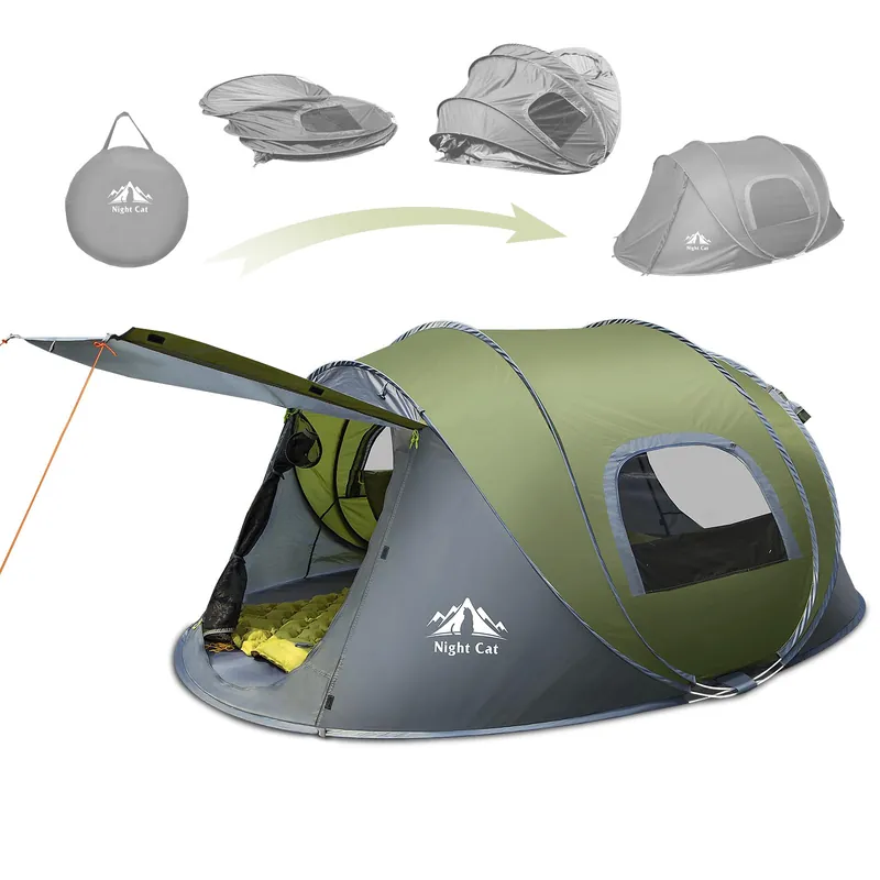 Night Cat Pop-up Camping Tent 2 Person Tent Waterproof Instant Easy Setup Family Tent