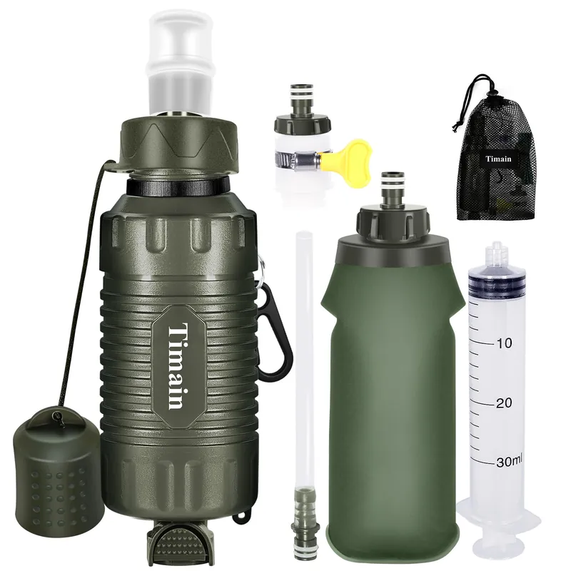 2 Pack Timain Portable Personal Water Filter Straw,Water Purifier Survival for Emergency Preparedness,Outdoor Activities,Travel,Camping, Hiking,Fishing,Hunting.