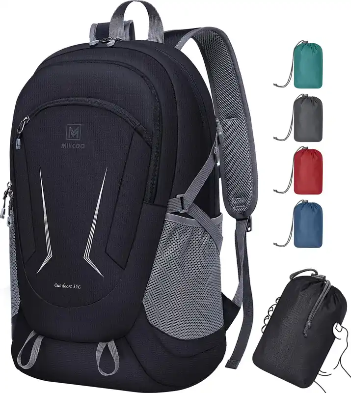 MIYCOO Backpack - Ultra Lightweight Packable Backpack for Travel Camping, Hiking Back Pack Waterproof Foldable Daypack for Men Women Black