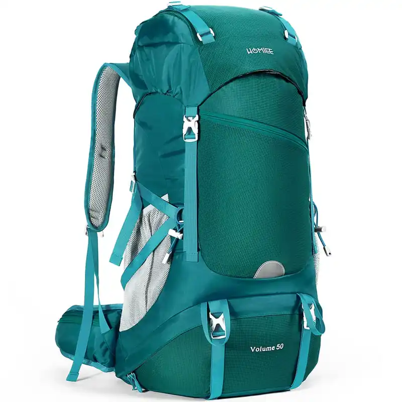 HOMIEE 50L Hiking Backpack Travel Bag Waterproof Camping Rucksack with Rain Cover Lightweight Backpacking