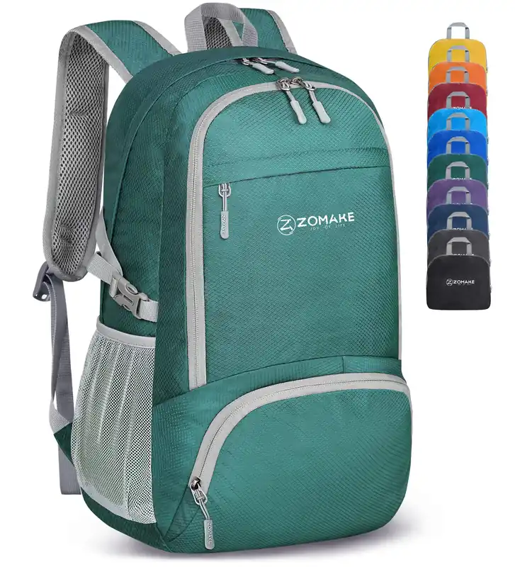 ZOMAKE Lightweight Packable Backpack 30L, Foldable Hiking Backpacks Water Resistant Compact Folding Daypack for Travel(Dark Green)