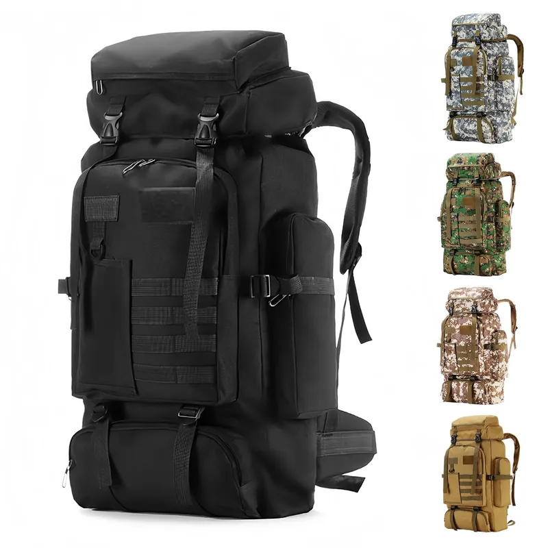 Triforde Hiking Backpack Tactical Backpack for Men Women, 80L Military Backpack Rucksack Waterproof Large Travel Camping Backpack for Men, Molle Rucksack Outdoor Sport Travel Cycling Daypack (Black)