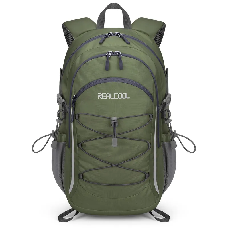 RealCool Hiking Backpack for Men Women,20L Lightweight Waterproof Travel Camping Backpack Hiking Daypack for Cycling Running,Army Green