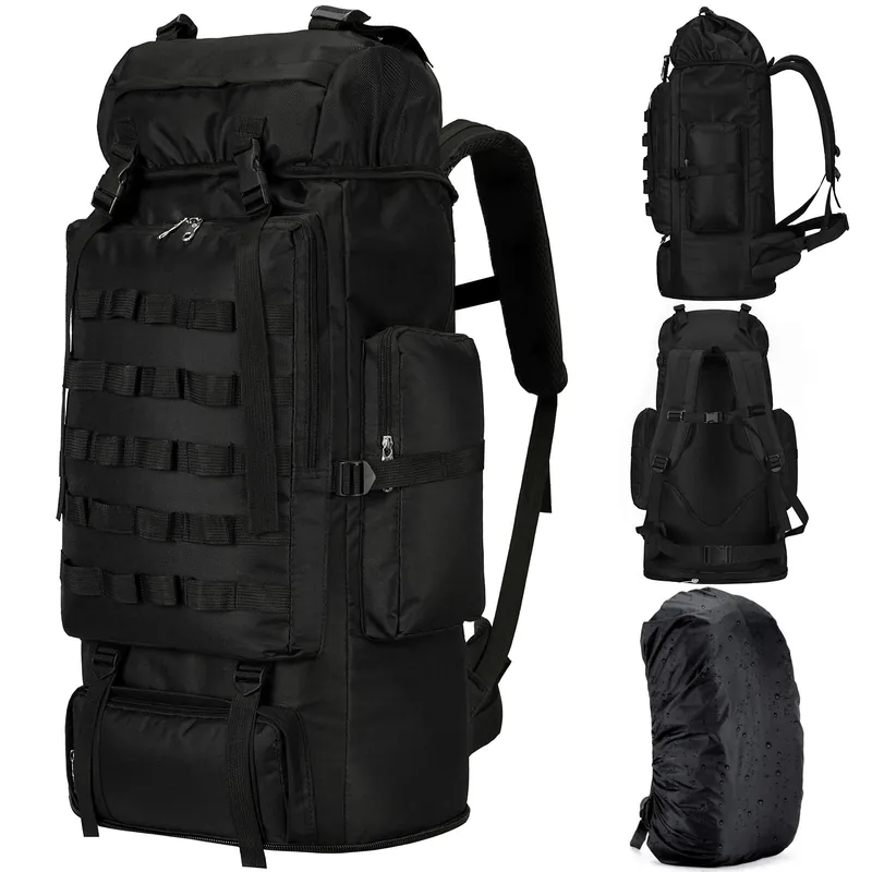 Unineovo 70L/100L Large Camping Hiking Backpack with Rain Cover, Waterproof Molle Rucksack Military Tactical Backpack, Lightweight Backpacking Daypack for Trekking Climbing Outdoor