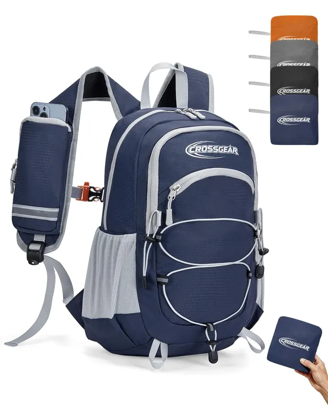 CROSSGEAR 24L Packable Backpack, Lightweight Hiking Daypack, Multiple & RFID Pocket, Water-Resistant Foldable Hiking Backpack for Women Men, Nylon Fabric for Travel Camping, Navy Blue