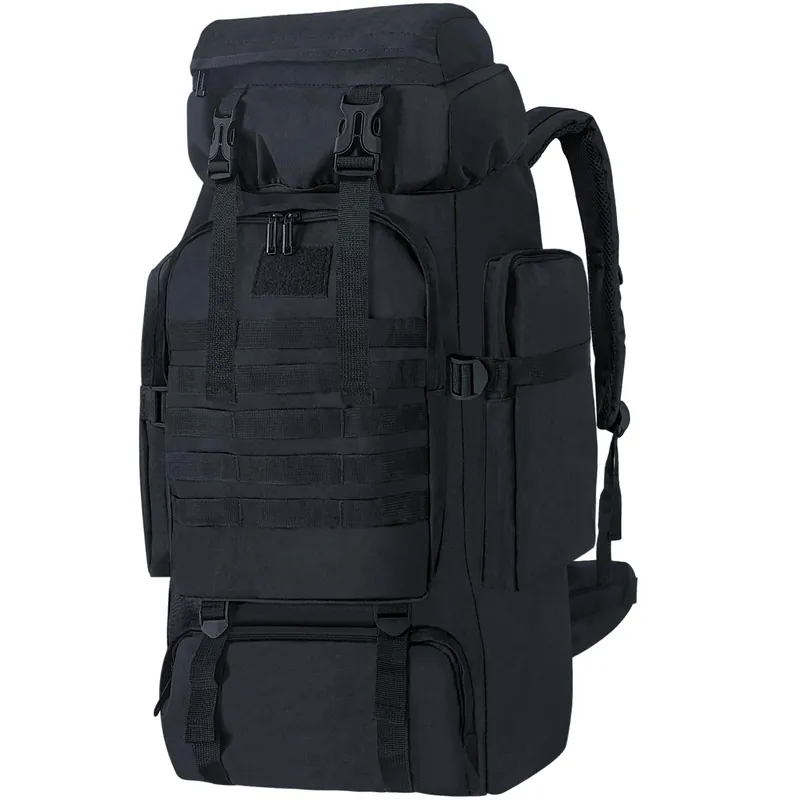 Nayubo 80L Hiking Backpack Camping Travel Daypack Waterproof Adjustable Extra Large Backpack Climbing Trekking Outdoor Sport Bag Molle Rucksack for Men Women (Black)
