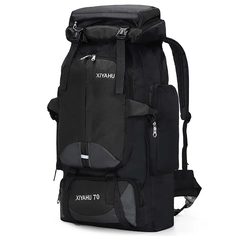 Lawaia 70L Hiking Backpack Rucking Camping Lightweight Backpacking Outdoor Travel Bag Trekking Back Pack Large Capacity Backpacks Climbing Trail Backpack for Men Women- Black