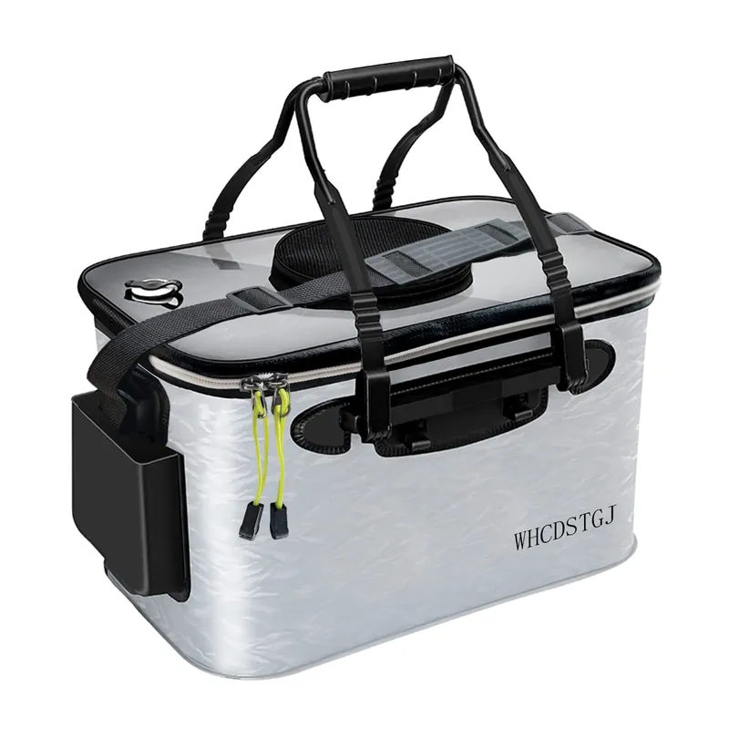 WHCDSTGJ Transparent Lid Fishing Bucket, Portable Foldable Fishing Bucket, Bait Bucket, Fish Bucket, Live Bait Storage. (6 gallons)