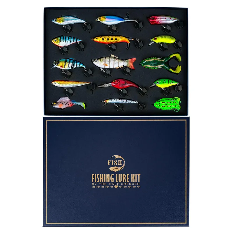 HALF CRESCEN Fishing Lures Kit for Diving Bass/Trout/Pike with Lifelike Action, Fishing Gear Set for 2025 Xmas (Gift Box 1)