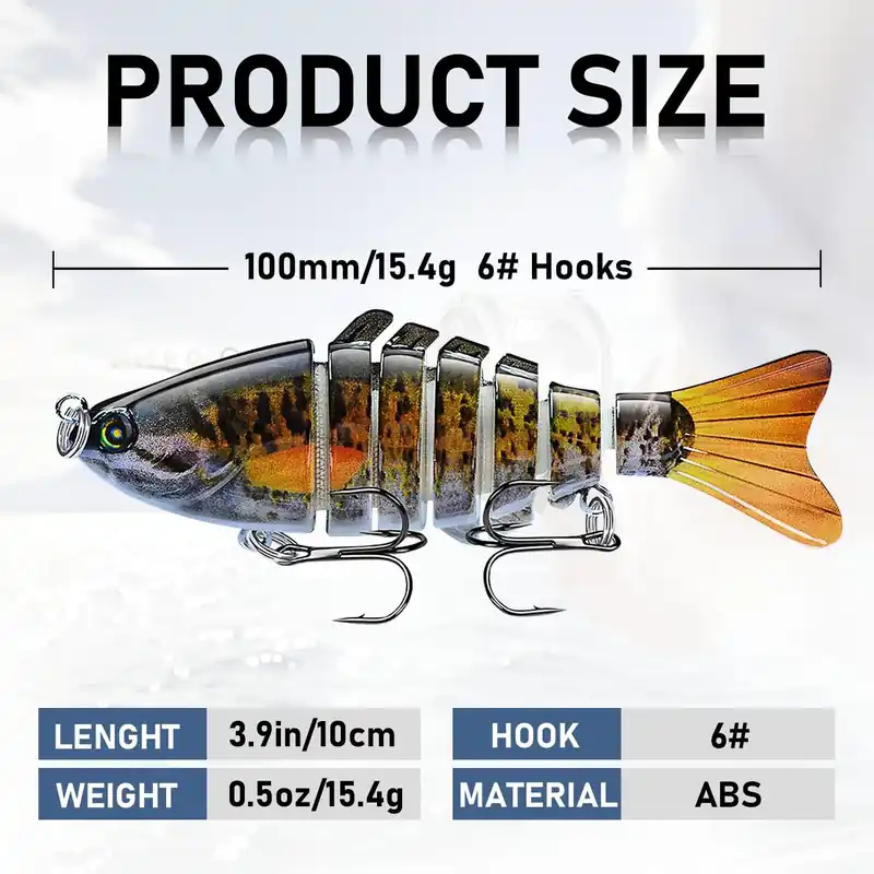 Multi-Segmented Fishing Lures, Glide Swim Bait Lure Freshwater and Saltwater for Bass Fishing Stuff, Swimbait Crank Baits (5-Pack-Style)