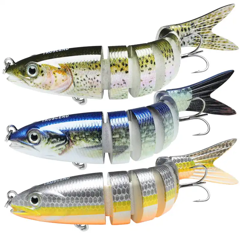 TRUSCEND Fishing Lures for Bass, Multi Jointed Segmented Swimbaits, Slow Sinking Swim Baits Bass Lures Freshwater Swimming Lure for Crappie Trout Walleye Pike, Saltwater Fishing Gear Lure Kit