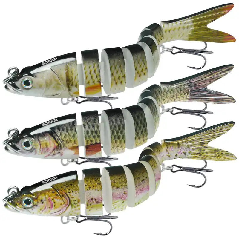 GOTOUR Fishing Lures for Freshwater or Saltwater, Easy to Use for Family Fishing Beginner and Pros, Most Lifelike Jointed Swimbait for Almost All Fishes，Slow Sinking Bass Pike Panfish Walleye Lures