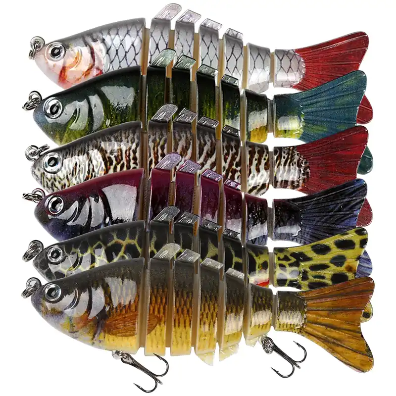 6Pcs Fishing Lures for Bass, Topwater Trout Lure, Multi Jointed Swimbaits, Multi-Jointed Slow Sinking Hard Baits, Swimming Lures for Freshwater Saltwater, Lifelike Fishing Lures Kit