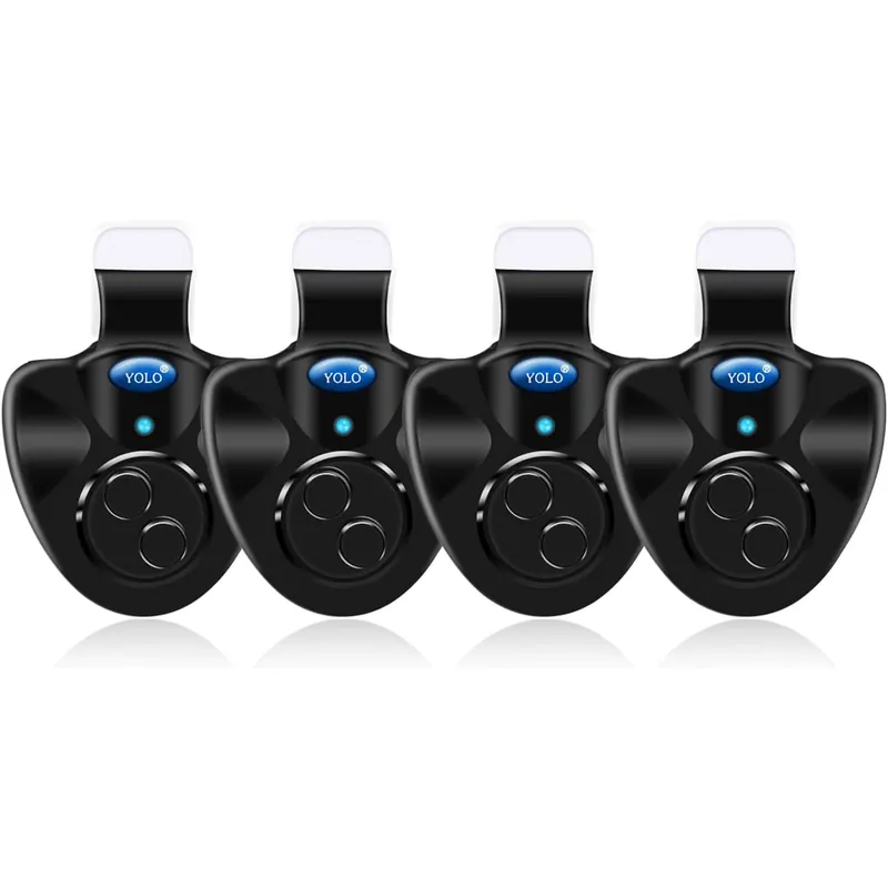 Wingsflying 4 x Black Electronic LED Fishing Light Bulb with Sound Alarm and Audible Alarm