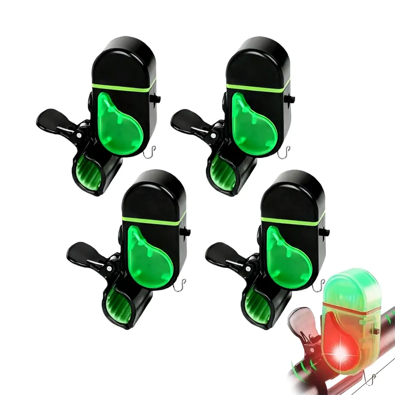 Hizoncore New Tip Up Alarms with LED Light, 4Pcs Electronic Fishing Bite Alarm, Sensitive Sound Alert for Night Fishing, Waterproof Fish Bite Indicator for Fishing Rods, Ice Fishing